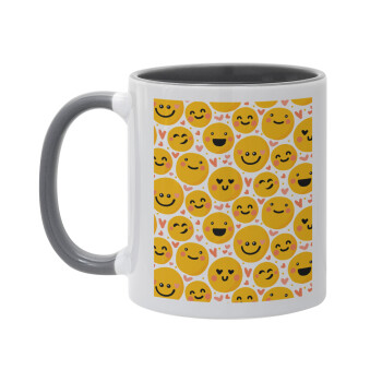 Emojis Love, Κούπα χρωματιστή γκρι, κεραμική, 330ml