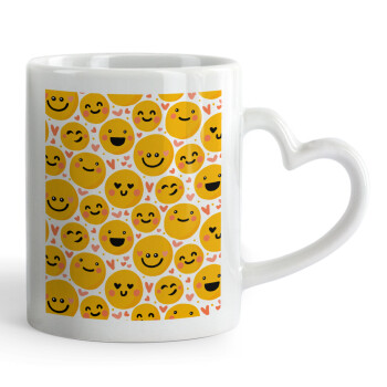 Emojis Love, Mug heart handle, ceramic, 330ml