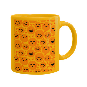 Emojis Love, Ceramic coffee mug yellow, 330ml (1pcs)