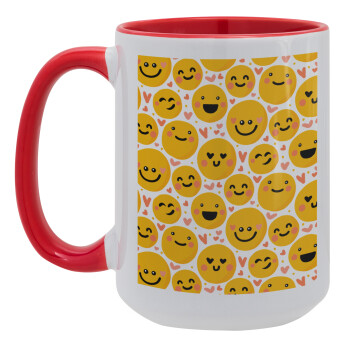 Emojis Love, Κούπα Mega 15oz, κεραμική Κόκκινη, 450ml