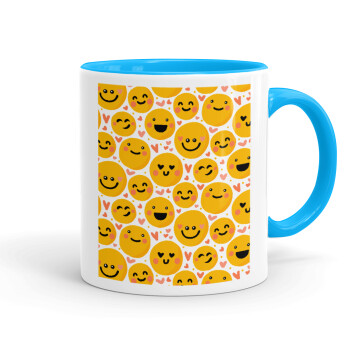 Emojis Love, Mug colored light blue, ceramic, 330ml