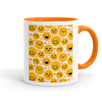 Emojis Love, Κούπα χρωματιστή πορτοκαλί, κεραμική, 330ml