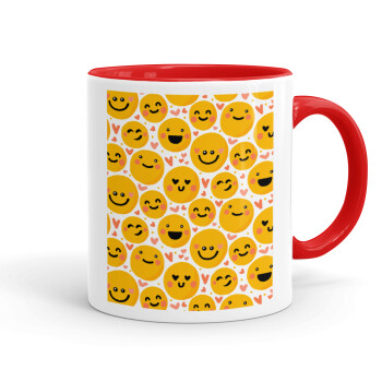 Emojis Love, Κούπα χρωματιστή κόκκινη, κεραμική, 330ml