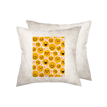 Emojis Love, Μαξιλάρι καναπέ Δερματίνη Γκρι 40x40cm με γέμισμα