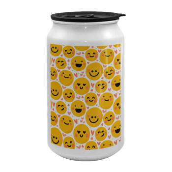 Emojis Love, Κούπα ταξιδιού μεταλλική με καπάκι (tin-can) 500ml