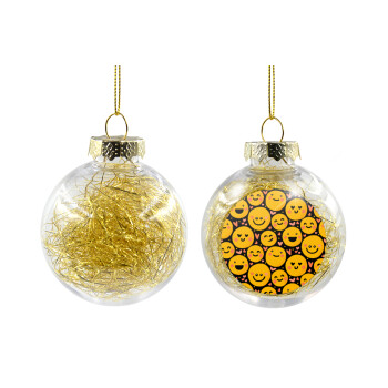 Emojis Love, Χριστουγεννιάτικη μπάλα δένδρου διάφανη με χρυσό γέμισμα 8cm