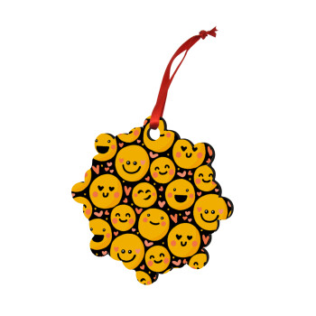 Emojis Love, Χριστουγεννιάτικο στολίδι snowflake ξύλινο 7.5cm