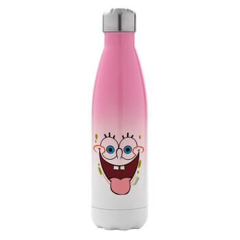 SpongeBob SquarePants smile, Metal mug thermos Pink/White (Stainless steel), double wall, 500ml