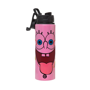 SpongeBob SquarePants smile, Metallic water bottle with safety lid, 850ml aluminum