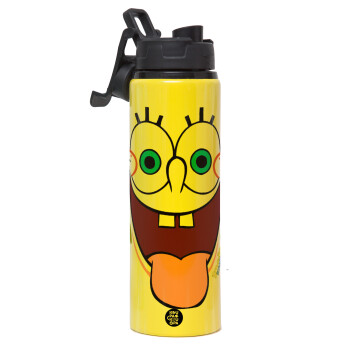 SpongeBob SquarePants smile, Metallic water bottle with safety lid, 850ml aluminum