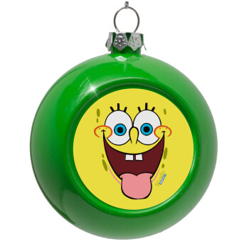 SpongeBob SquarePants smile, Green Christmas tree ornament bauble 8cm