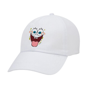 SpongeBob SquarePants smile, Καπέλο Ενηλίκων Baseball Λευκό 5-φύλλο (POLYESTER, ΕΝΗΛΙΚΩΝ, UNISEX, ONE SIZE)