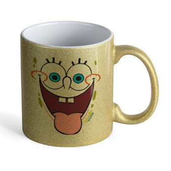 SpongeBob SquarePants smile, Κούπα Χρυσή Glitter που γυαλίζει, κεραμική, 330ml