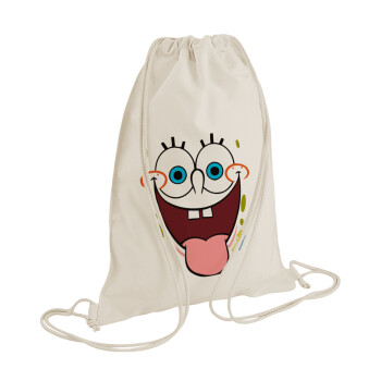 SpongeBob SquarePants smile, Τσάντα πλάτης πουγκί GYMBAG natural (28x40cm)