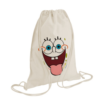 SpongeBob SquarePants smile, Backpack bag GYMBAG natural (28x40cm)