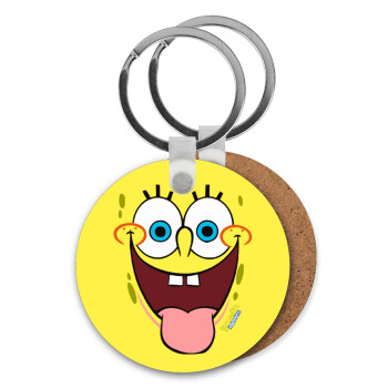 SpongeBob SquarePants smile, Μπρελόκ Ξύλινο στρογγυλό MDF Φ5cm