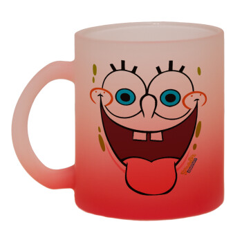 SpongeBob SquarePants smile, Κούπα γυάλινη δίχρωμη με βάση το κόκκινο ματ, 330ml