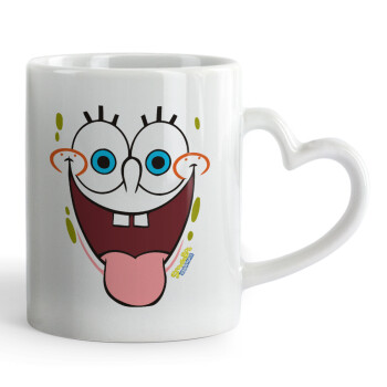 SpongeBob SquarePants smile, Mug heart handle, ceramic, 330ml