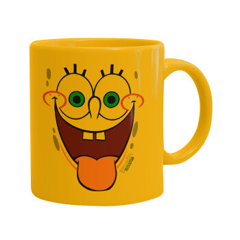 SpongeBob SquarePants smile, Ceramic coffee mug yellow, 330ml (1pcs)