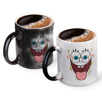 SpongeBob SquarePants smile, Color changing magic Mug, ceramic, 330ml when adding hot liquid inside, the black colour desappears (1 pcs)
