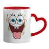 Mug heart red handle, ceramic, 330ml