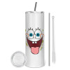 Tumbler stainless steel 600ml, with metal straw & cleaning brush