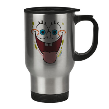 SpongeBob SquarePants smile, Stainless steel travel mug with lid, double wall 450ml