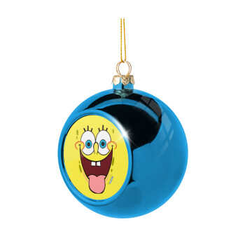 Μπομπ Σφουγγαράκης χαμόγελο, Χριστουγεννιάτικη μπάλα δένδρου Μπλε 8cm