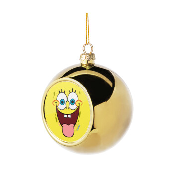 Μπομπ Σφουγγαράκης χαμόγελο, Χριστουγεννιάτικη μπάλα δένδρου Χρυσή 8cm