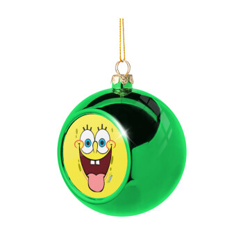 Μπομπ Σφουγγαράκης χαμόγελο, Χριστουγεννιάτικη μπάλα δένδρου Πράσινη 8cm