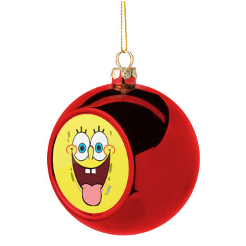 Μπομπ Σφουγγαράκης χαμόγελο, Χριστουγεννιάτικη μπάλα δένδρου Κόκκινη 8cm