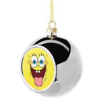 SpongeBob SquarePants smile, Χριστουγεννιάτικη μπάλα δένδρου Ασημένια 8cm