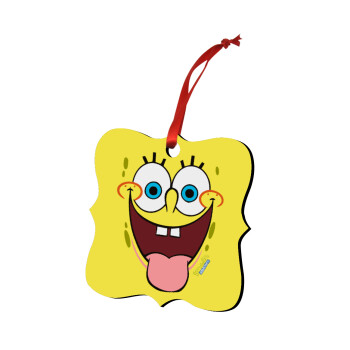 SpongeBob SquarePants smile, Χριστουγεννιάτικο στολίδι polygon ξύλινο 7.5cm