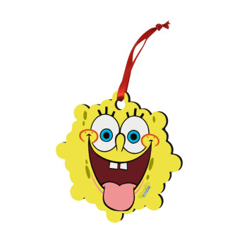 SpongeBob SquarePants smile, Χριστουγεννιάτικο στολίδι snowflake ξύλινο 7.5cm