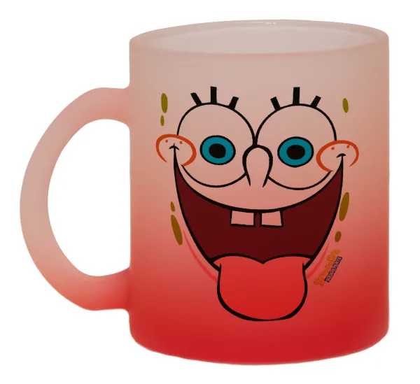 SpongeBob SquarePants smile — Two-tone glass mug with matte red base, 330ml