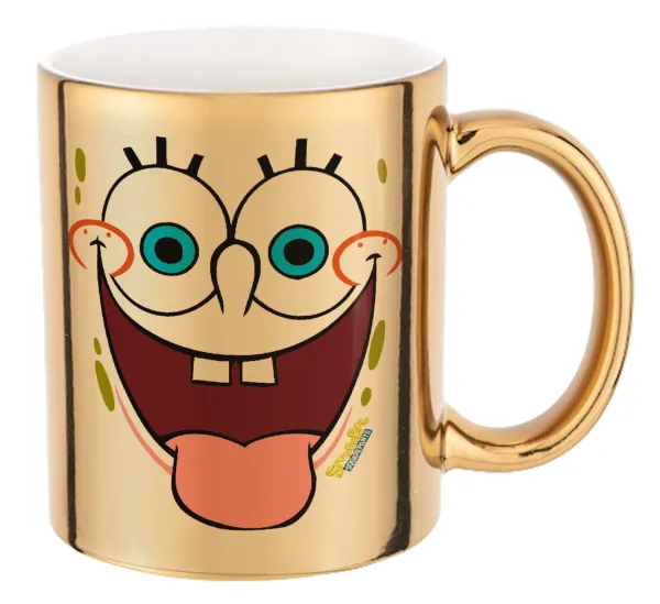SpongeBob SquarePants smile — Mug ceramic, gold mirror, 330ml