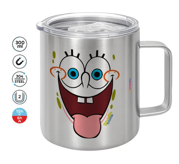 SpongeBob SquarePants smile — Double-walled stainless steel mug 300ml with temperature-retaining lid