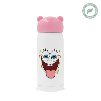 SpongeBob SquarePants smile, Pink stainless steel thermal flask, 320ml