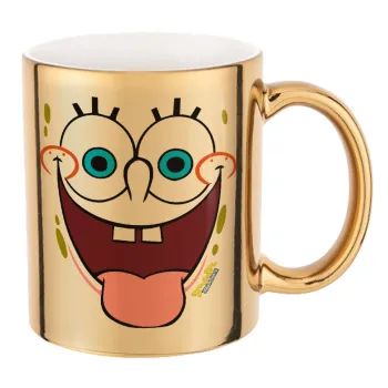 SpongeBob SquarePants smile, Mug ceramic, gold mirror, 330ml
