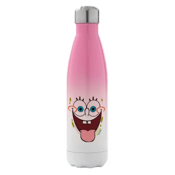 SpongeBob SquarePants smile, Metal mug thermos Pink/White (Stainless steel), double wall, 500ml