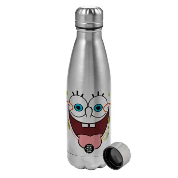 SpongeBob SquarePants smile, Metallic water bottle, stainless steel, 750ml