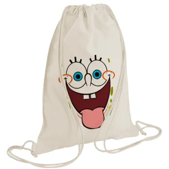 SpongeBob SquarePants smile, Backpack bag GYMBAG natural (28x40cm)