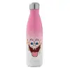 Μεταλλικό παγούρι θερμός Ροζ/Λευκό (Stainless steel), διπλού τοιχώματος, 500ml
