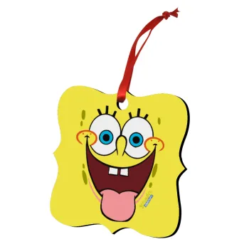 SpongeBob SquarePants smile, Christmas ornament polygon wooden 7.5cm