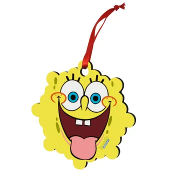 Μπομπ Σφουγγαράκης χαμόγελο, Στολίδι Χριστουγεννιάτικο στολίδι snowflake ξύλινο 7.5cm