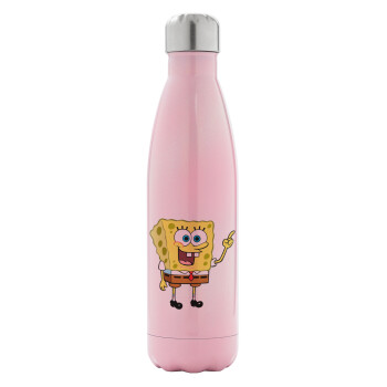 SpongeBob SquarePants character, Metal mug thermos Pink Iridiscent (Stainless steel), double wall, 500ml