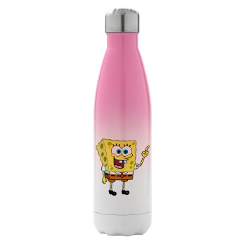 SpongeBob SquarePants character, Metal mug thermos Pink/White (Stainless steel), double wall, 500ml