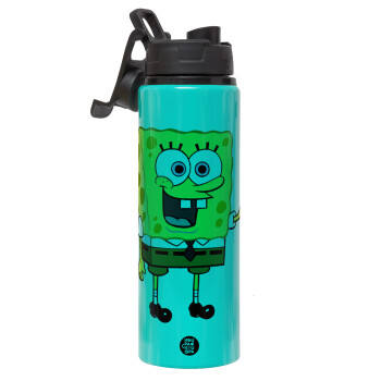 SpongeBob SquarePants character, Metallic water bottle with safety lid, 850ml aluminum