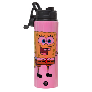 SpongeBob SquarePants character, Metallic water bottle with safety lid, 850ml aluminum