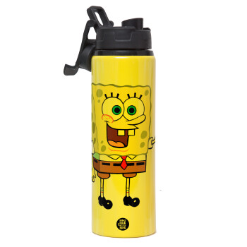 SpongeBob SquarePants character, Metallic water bottle with safety lid, 850ml aluminum